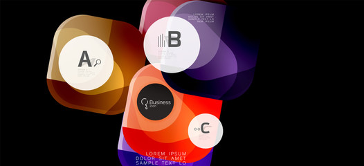 Retro colorful geometric background - circles on black, great design for any purposes. Creative minimal concept