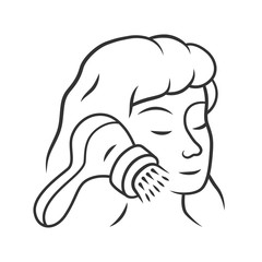 Face cleaning brush linear icon. Pore cleaner. Comedone and blackhead removing. Beauty device for home use. Thin line illustration. Contour symbol. Vector isolated outline drawing. Editable stroke