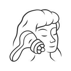 Face massager linear icon. Beauty device for home use. Cosmetology instrument. Skin care. Thin line illustration. Contour symbol. Vector isolated outline drawing. Editable stroke