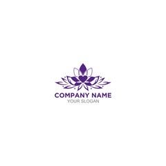 Purple Love Flower Logo Design Vector