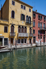 Fototapeta na wymiar Venice, Italy, historic buildings. Foundations of ca vendramin