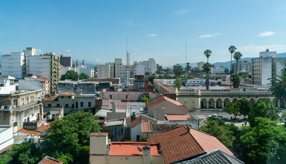 View over the rooftops of the city Salta, in the north of Argentina, 9th February 2019