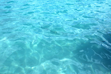 Fototapeta na wymiar Tropical turquoise blue ocean water. Caribbean shining blue water background