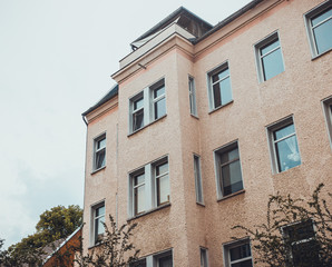 apartment building on a grey day at berlin, germany