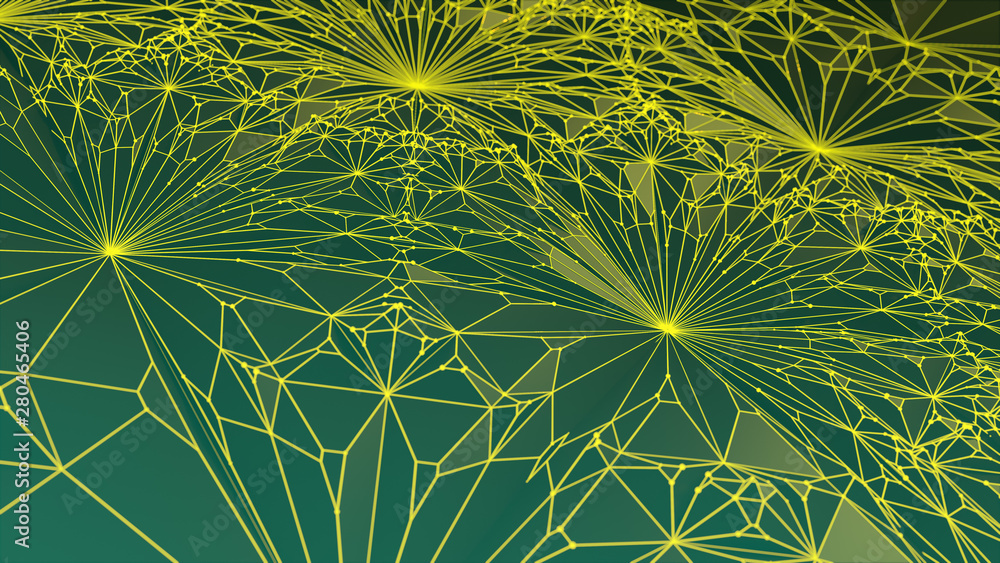 Poster abstract modern green colored wire background. graphic art design. 3d rendering