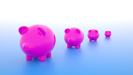 pink piggy bank on white background