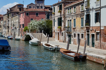 Ponte Brazzo in Venice, Italy. Streets of Venice. Summer