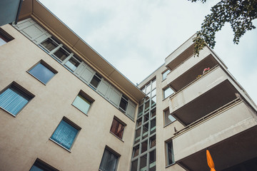 apartment building on a grey day at berlin, germany