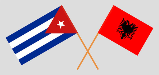 Albania and Cuba. Crossed Albanian and Cuban flags