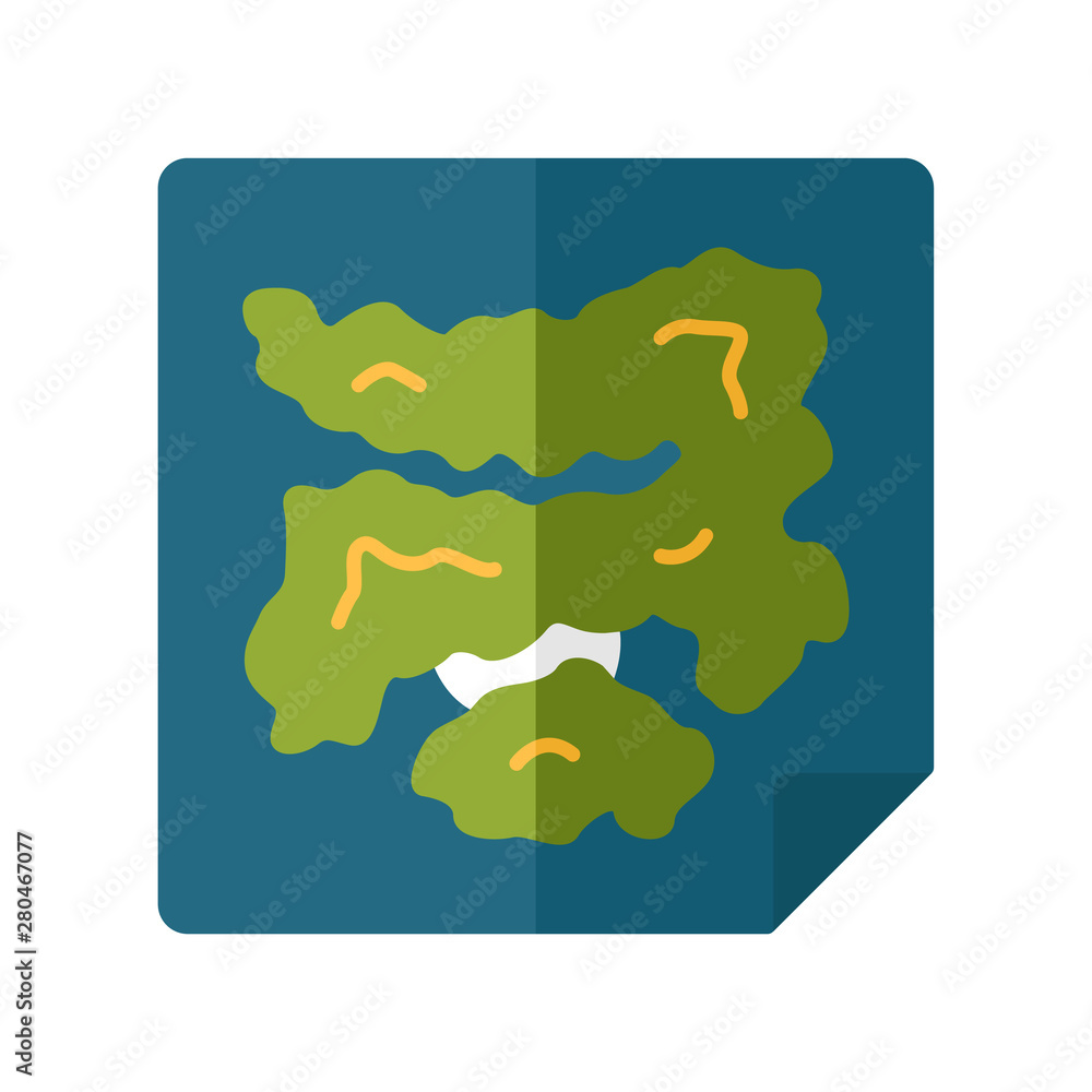 Poster game map flat design long shadow color icon. virtual video, computer strategic game worldmap. player