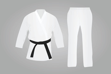White karate suit. Martial uniform. vector illustration © marijaobradovic