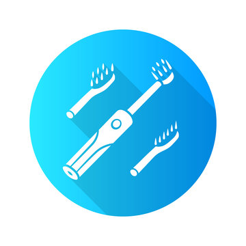 recommend clip art: Electric toothbrush flat design long shadow glyph icon. Teeth cleaning. Beauty device for home use. Caries prevention. Oral hygiene. Home dental hygiene procedure. Vector silhouette illustration
