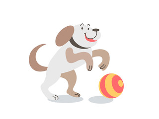 Cartoon dog puppy with ball cartoon style