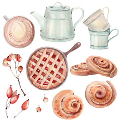 Watercolor  autumn set.