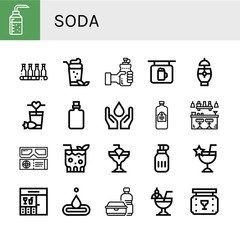 Set of soda icons such as Alcohol, Bottle, Cocktail, Water, Bar, Juice, d movie, Water bottle, Plastic bottle , soda