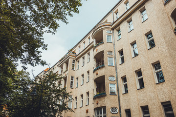 apartment building on a grey day at berlin, germany