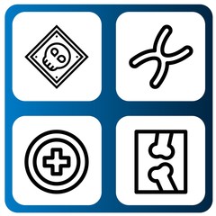 Set of x icons such as X ray, Chromosome, Red cross , x