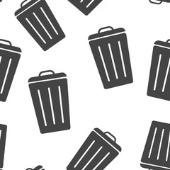 Container recycling of garbage sign isolated. Icon bin. Flat image Trash can seamless pattern on a white background.