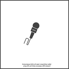 Vector microphone icon with a news symbol on white isolated background.