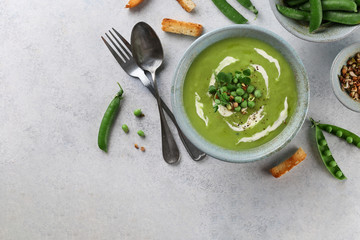 Summer cream soup with micro green sprouts