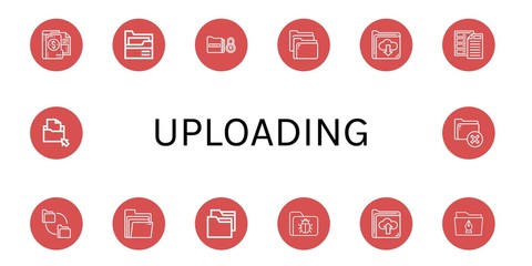 Set of uploading icons such as Folder, Folders, Archive , uploading