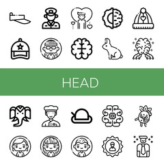 Set of head icons such as Visor, Cap, Policeman, Woman, Man, Brain, Artificial intelligence, Rabbit, Hat, AI, Wild life, Chef, User, Zombie, Human , head