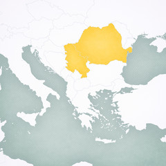 Map of Balkans - Romania and Serbia