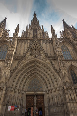 Fototapeta na wymiar Barcelona, Spain, 22 June 2019: Cathedral of Saint Eulalia in Barcelona one of the more valuable examples of Gothic architecture in Spain.