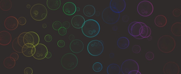 Abstract black background with soap bubbles