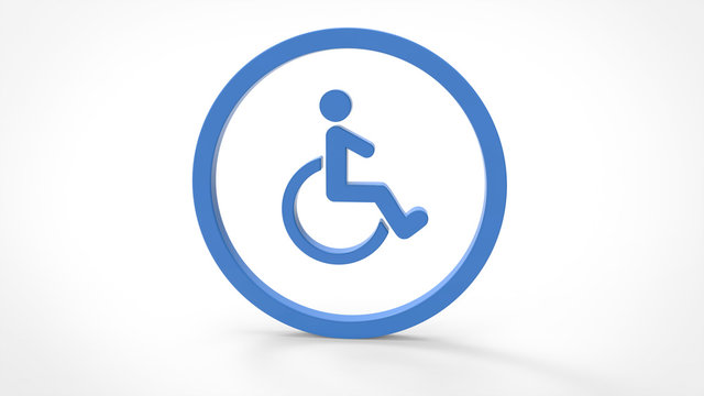 3d rendering of disabled icon in blue color