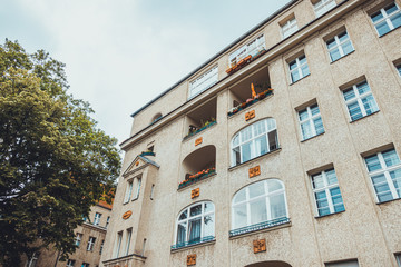 Naklejka premium apartment building on a grey day at berlin, germany