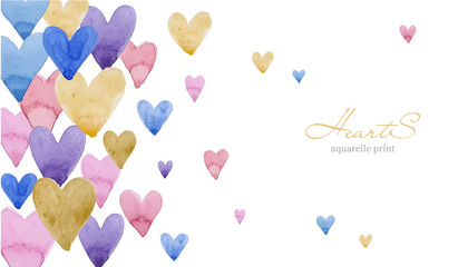 print of watercolor with colorful hearts