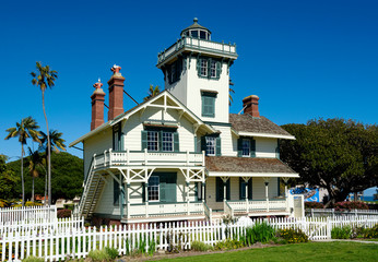 Point Fermin Lighthouse, Built in 1874, with Ocean Views in San Pedro, CA. Located in a public park, the lighthouse is open to the public and admission is free.