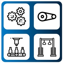Set of gears icons such as Gears, Pulley, Automatic , gears