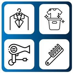 Set of dryer icons such as Laundry, Hair dryer, Comb , dryer