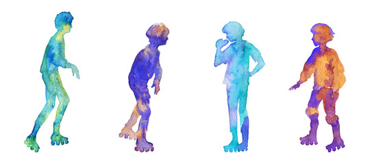 Watercolor set of silhouettes - 280477801