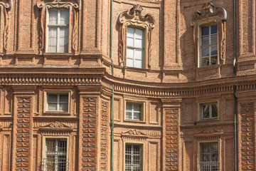Fototapeta na wymiar Facade of the Carignano Palace in Turin