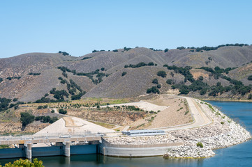 Bradbury Dam on Lake Cachuma in Santa Barbara County, California.