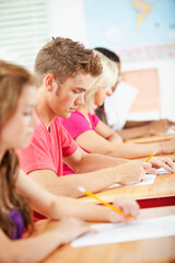 High School: Students Taking a Quiz