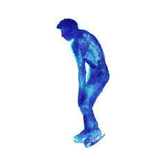 Watercolor skate boy silhouette  - 280478884