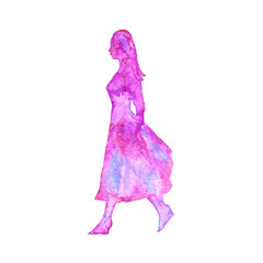 Watercolor silhouette of woman - 280479092