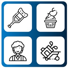 Set of human icons such as Crutch, Love, Clerk, Golf , human