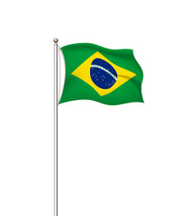 World flags. Country national flag post transparent background. Brazil. Vector illustration.
