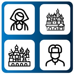 Fototapeta premium Set of basil icons such as Russian, Cathedral of saint basil , basil