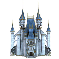 3D Rendered Fairy Tale Castle on White Background - 3D Illustration © diversepixel