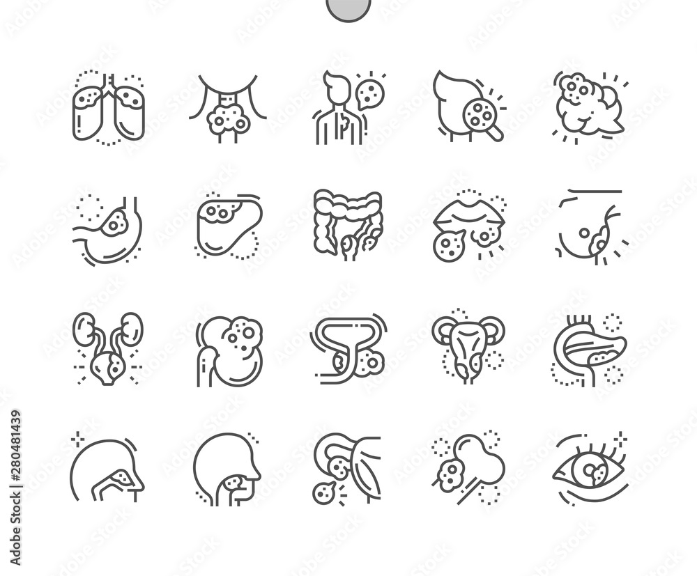 Poster cancer well-crafted pixel perfect vector thin line icons 30 2x grid for web graphics and apps. simpl