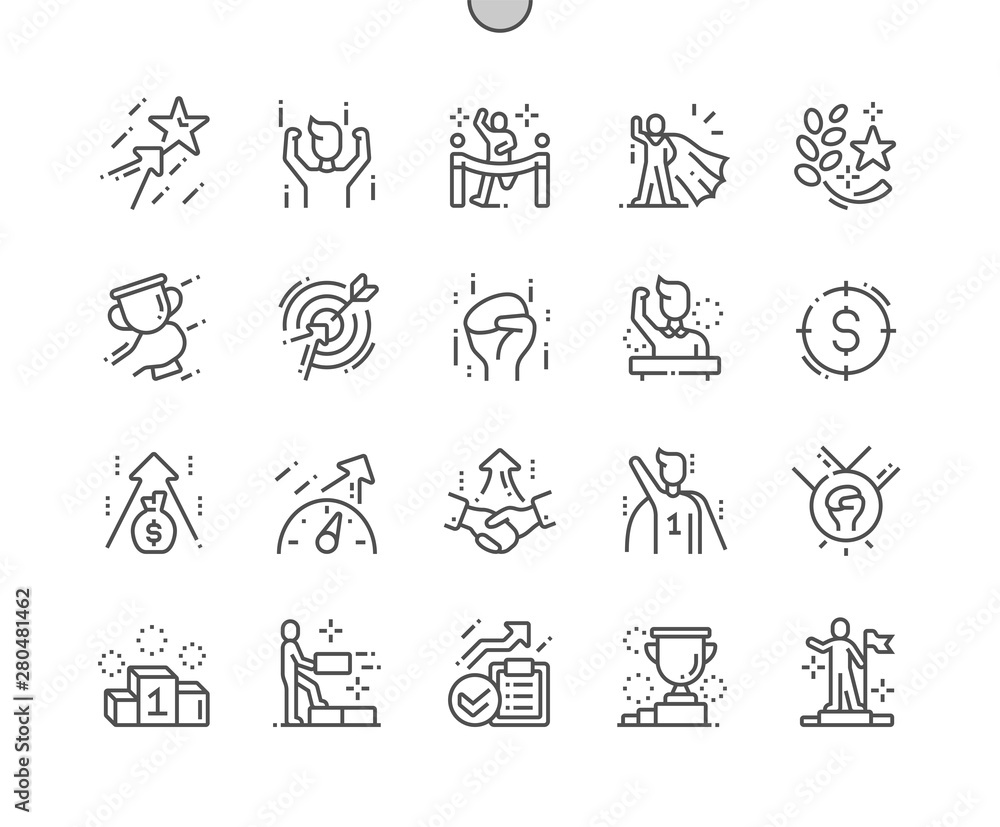 Poster motivation well-crafted pixel perfect vector thin line icons 30 2x grid for web graphics and apps. s