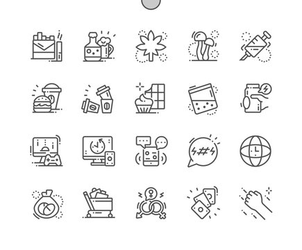 Bad habits Well-crafted Pixel Perfect Vector Thin Line Icons 30 2x Grid for Web Graphics and Apps. Simple Minimal Pictogram