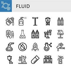 Set of fluid icons such as Gender fluid, Tube, Sprays, Iv pole, Water tower, Ink, Blood bag, Flask, Test tube, Melt, Lava lamp, Blood test, Intravenous therapy, Spray , fluid