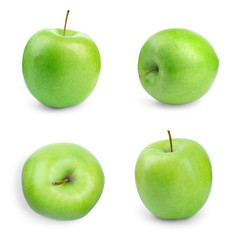Fresh ripe green apple on white background